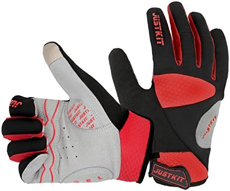 JUSTKIT Cycling Gloves -Touch Screen Full Finger Bike Gloves - Windproof Mountain Bike Gloves - Road Racing Bicycle Gloves - Gel Pad Biking Gloves for Women and Men