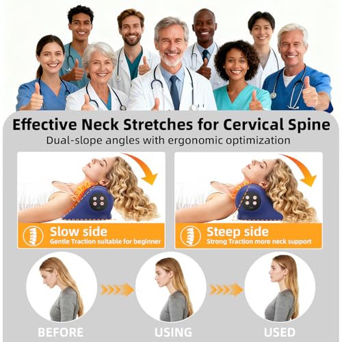 SteBeauty Neck Massager with Heat Deep Tissue 3 Temperature 41-45°C, 3 Vibration Modes Cordless U-Shaped Ergonomic for Neck Shoulder Back Pain Relief Massage Pillow, Gifts for Women Men Dad Mom