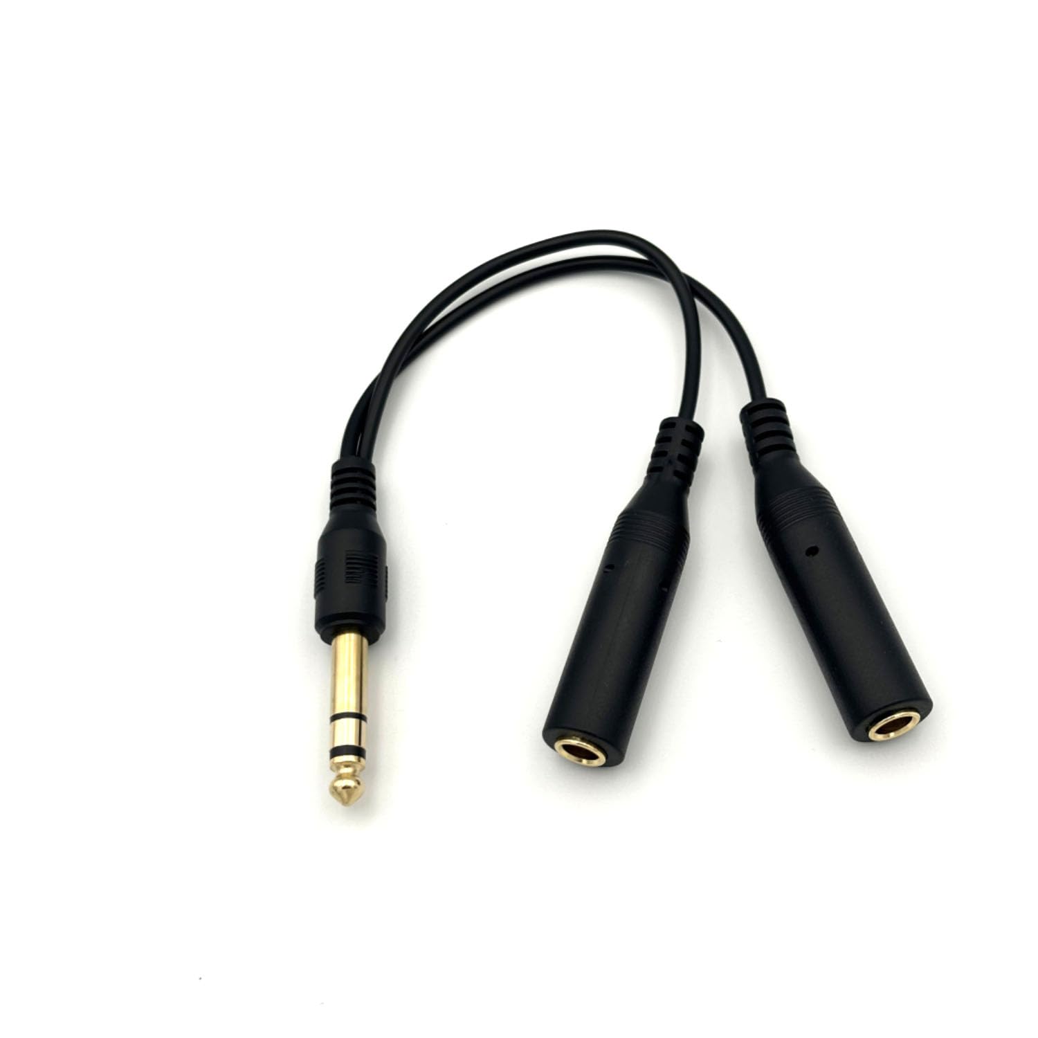Qczhiwen 6.35mm 1/4 Inch Male Stereo to Dual 6.35mm 1/4 inch Female TS Stereo Breakout Cable, Y Splitter Adapter Cable 0.2m (1FT) /8 inches