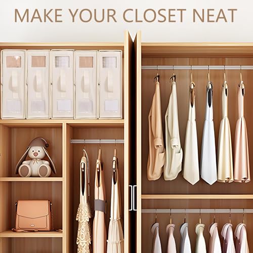 Bed Sheet Storage Box, 4 Pack Linen Organizer Set for Clothes & Duvet, Foldable Closet Bag with Window & Handle, SheetCube Container for Queen & King Size Bedding, السرير شراشف تخزين منظم, (Beige)