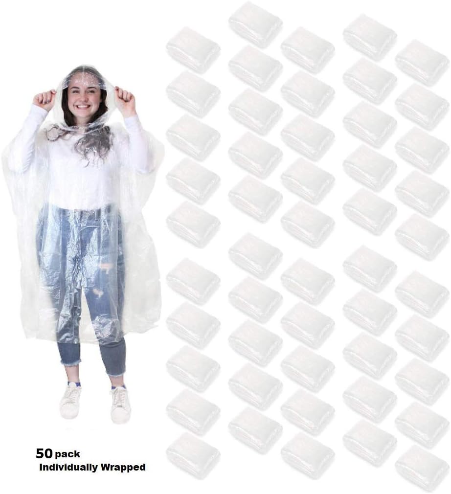 Emergency Disposable Rain Ponchos Waterproof Coat with Hoods Portable Men Women