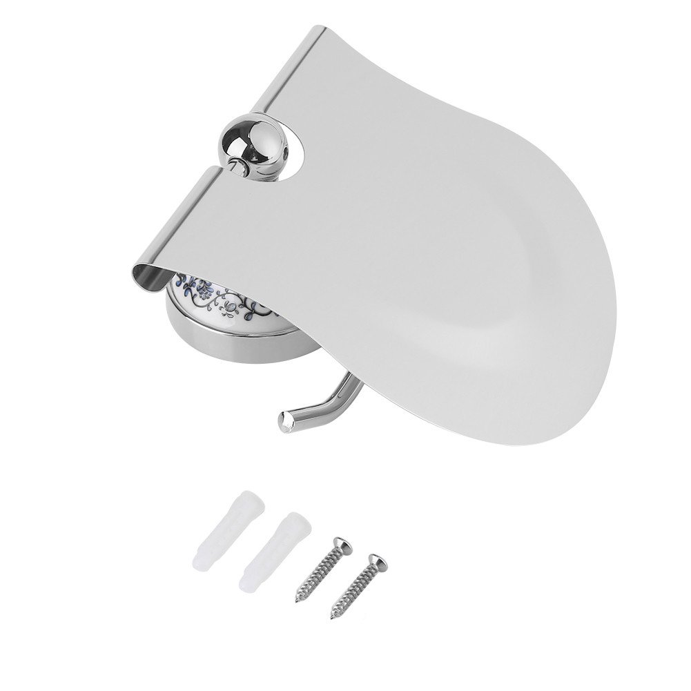 Stainless Steel Wall Mounted Toilet Paper Holder with Lid Space Saving Chrome TP Roll Organizer for Small Bathrooms & Powder Rooms