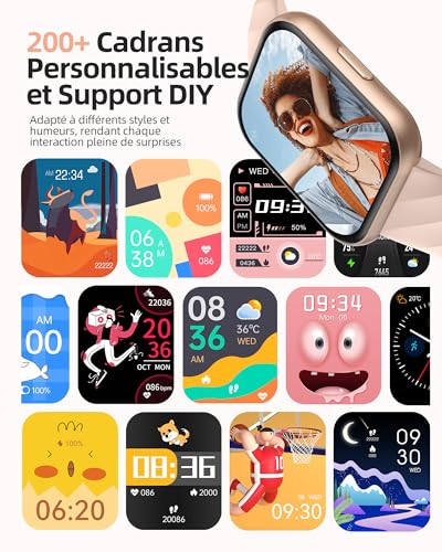 Parsonver FF2 Women's 5ATM Waterproof Sports Watch for Swimming, 1.8 Inch HD Smartwatch with 100+ Sports, Sleep, Heart Rate, Smart Watch for Android & iPhone, Rose Gold