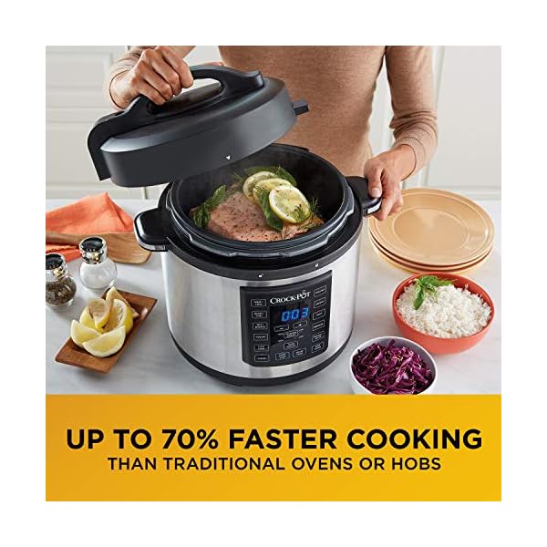 Crock-Pot-Express-Pressure-Cooker-CSC051-12-in-1-Programmable-Multi-Cooker-Slow-Cooker-Steamer-and-Saute-56-Litre-Stainless-Steel Crockpot Express Pressure Cooker | 12-in-1 Programmable Multi-Cooker | Slow Cooker | Food Steamer and Saute | 5.6 L…