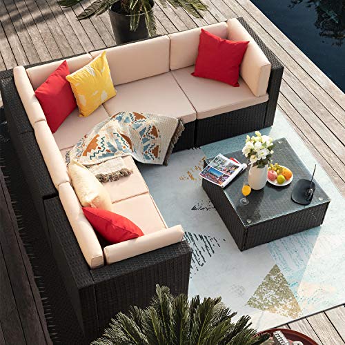 Homall Patio Furniture 6 Pieces Sets Outdoor Sectional Sofa All Weather