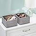 mDesign Rectangular Soft Fabric Dresser Drawer and Closet Storage Organizer Bin for Lingerie, Bras, Socks, Leggings, Clothes, Jewelry, Scarves - Textured Print - 2 Pack - Gray