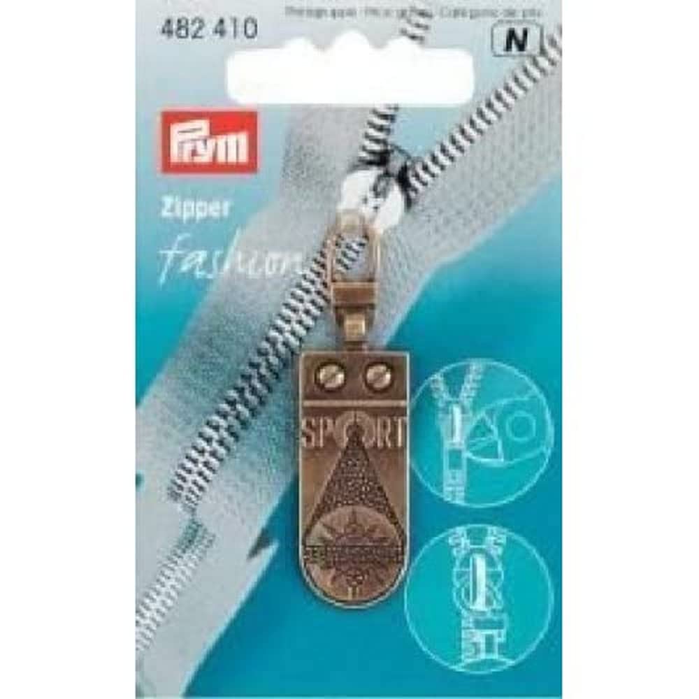 PRYM 482410 Fashion Zipper pullers SPORTSTAR metal antique brass, 1 piece