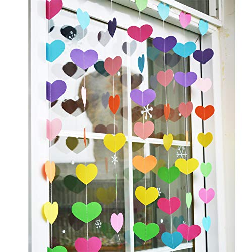 20M Colorful love garland Banner, Multicolor Banner, Bunting Banners for Birthday, Wedding, Outdoor, Indoor Activity, Party Decoration (Heart Hanging Banner-Rainbow Colorful)