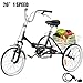 Happybuy Adult Tricycle Single Speed Wheel Size Cruise Bike 26 in Adjustable Trike with Bell Brake System Cruiser Bicycles Large Size Basket for Recreation (Black 26 1Speed)thumb 1