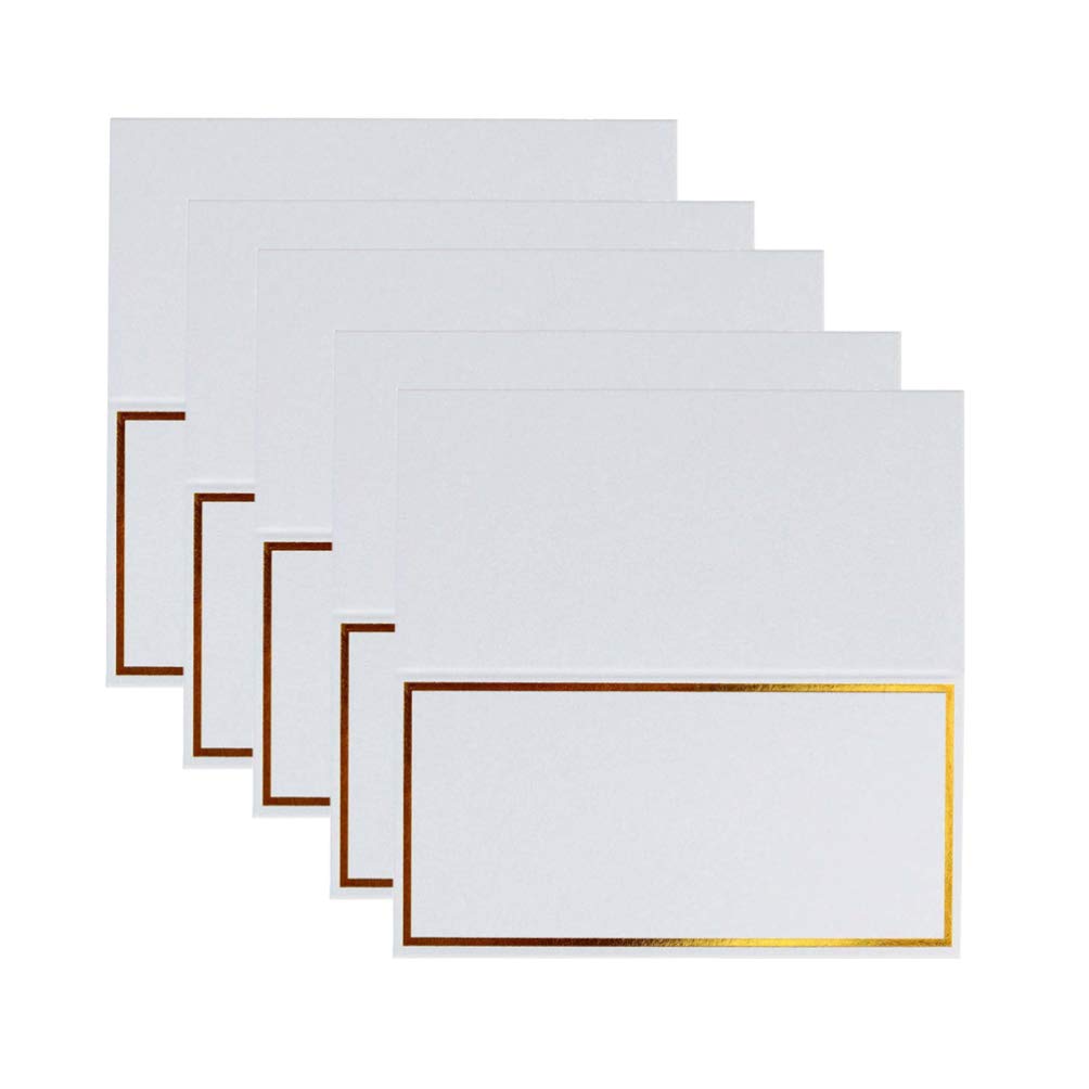 NUOBESTY 20pcs Place Cards with Gold Foil Stamping Border Blank Table Name Place Card for Table Setting for Weddings Birthday Party Supplies
