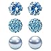 JEWELRIESHOP Birthstone Studs Earring Set Cubic Zirconia Rhinestones Crystal Ball Faux Pearl Stainless Steel Stud Earrings for Women Girl Jewelry Gift (6mm Round,3 Pairs)