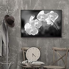 Floating Framed Canvas Wall Art for Living Room, Bedroom Black Flower Canvas Prints for Home Decoration Ready to Hang - 16x24 inches