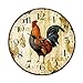 Home Decor Clock, Colorful Retro Arabic Numerals Style,Silent Non -Ticking Quartz Wooden Wall Clock, Large Wall Art Decorative for Kitchen,Living Room,Kids Room and Coffee Decor (12 Inch, Rooster)