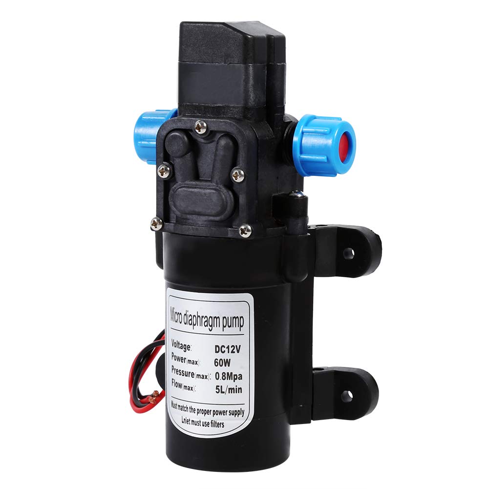 Water Diaphragm Pump, DC 12V Water Pressure Pump 116Psi High Pressure Diaphragm Water Pump, Perfect for Garden Sprinklers, Caravan, 9.9 x 16.7cm