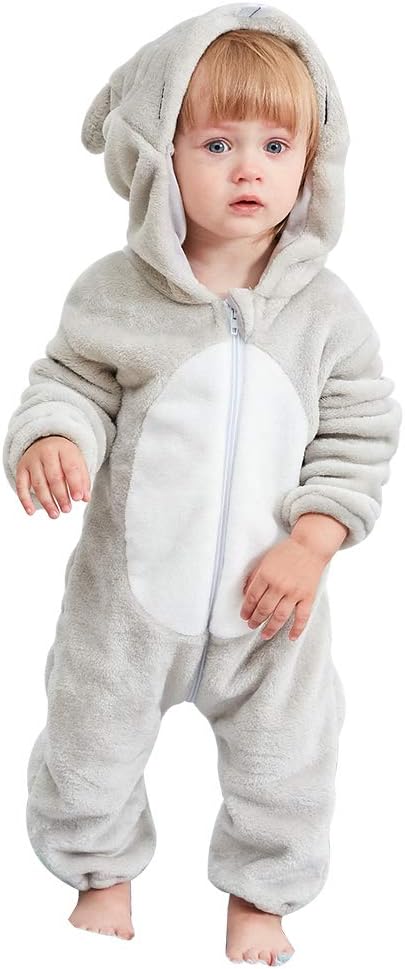 MICHLEYHooded Romper Baby Boys Girls Flannel Pyjamas 2-36 Months