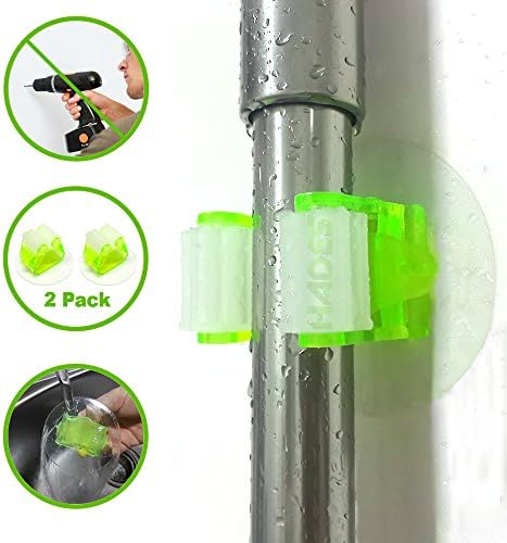HADES Mop and Broom Holder, Non-slip Reusable Multipurpose Wall Mounted Organizer Storage Hooks, Ideal Broom Hanger for Kitchen Garden and Garage (2 pcs)