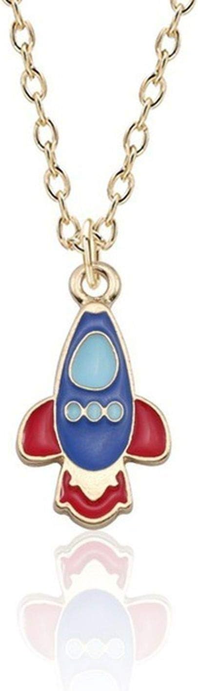 Fashion Space Planet Astronaut Necklace Cartoon Planet Rocket Spacecraft Pendant