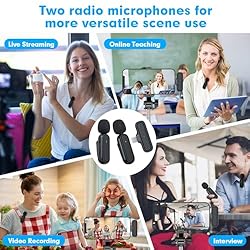 2 Pack Wireless Lavalier Microphone for Android