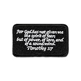 Bastion Tactical Combat Badge Military Hook and Loop Badge Embroidered Velcro Morale Patch - Timothy 1:7 BNW