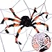 Outdoor Halloween Decorations, Scary Spider with Spider Web, Best for Halloween Party Decorations, Party Favors