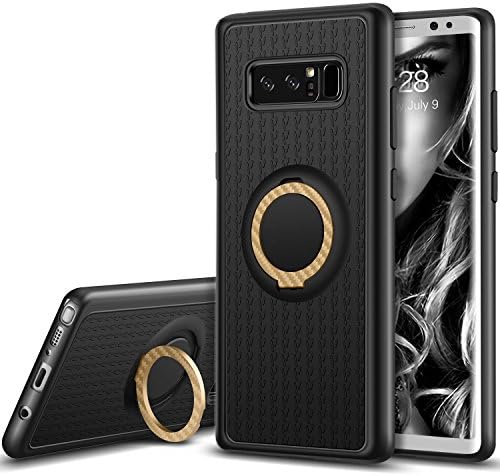 Galaxy Note8 Case, GeekZone Samsung Galaxy Note 8 Ultra Slim Soft TPU Protection Case Shockproof and Anti-Scratch Back Texture Lightweight Case Cover Ring Holder Kickstand-gold