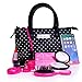PixieCrush Pretend Play Kid Purse Set for Girls with Handbag, Pretend Smart Phone, Keys with Remote, Pretend Makeup, Lipstick - Interactive & Educational Toy (Black Polka Dot)
