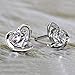 Women White Gold Plated Round Clear Cubic Zirconia Heart Shaped Butterfly Earring Hypoallergenic Ear Stud