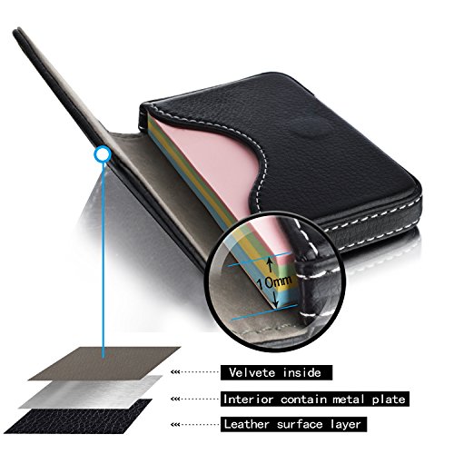 MaxGear PU Leather Business Card Holder Case with Magnetic Shut Black - Thumbnail 2