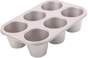 ROLUXENTIA Silver Popover Pan - 6-Cavity Non-Stick Tray Mold for Premium Homemade Cupcakes, Muffins, Cheesecakes, Breads - Pr