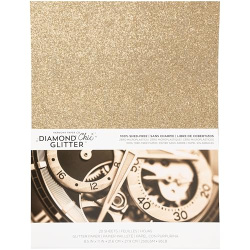 Glitter Cardstock 8.5 x 11 - Shed-Free Sparkly Craft Paper for Scrapbooks, Card Making, DIY Art Projects - 20 Sheets, 85lb Heavyweight, 230 GSM, Rose Gold at Amazon
