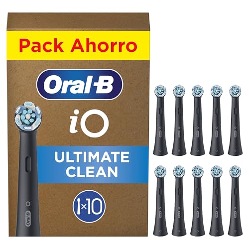 Oral-B Series iO Ultimate Clean Cabezales De Recambio Originales, Pack de 10 Recambios Negros Para Cepillos De Dientes Eléctricos Oral-B iO, Eliminación Profunda De La Placa Bacteriana