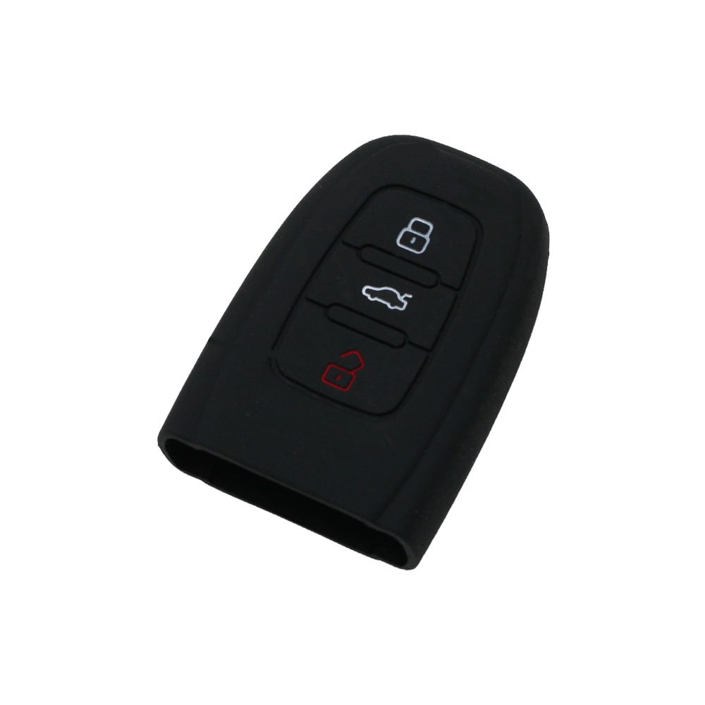 BROVACS Silicone Cover Protector Case Holder Skin Jacket Compatible with AUDI 3 Button Smart Remote Key Fob CV9821 Black