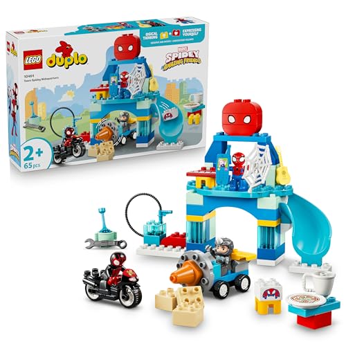 Duplo Marvel Aracnocuartel de Spidey y su Superequipo – Superhéroes de Juguete con Moto y 3 Figuras – Juego Educativo para la Motricidad Fina – Regalo para Niños de 2+ Años – 10464