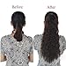 Alimice Long Corn Wave Ponytail Extension Synthetic Wavy Ponytail for Women Magic Paste Black Cury Wrap Around Black Ponytail Clip in Hairpiece Heat Resistant for Girl Lady 22 inch