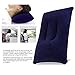 Super-thick Flocking Fabric Inflatable Pillow Portable Travel Pillow(Dark Blue)
