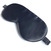 Silk Sleep Mask, Blackout Eye Mask for Sleeping with Adjustable Strap | Light-blocking Blindfold for Men &amp; Women Pressure-Free, Soft Eye Cover Eyeshade for Side Sleeper, for Travel Naps (Black)