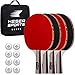 Keser Sports 5-Star Ping Pong Paddle Set – 4 Player Racket Set Bundle with 8 Professional ABS Balls and Portable Storage Bag Included. Advanced Spin, Speed and Control for Indoor/Outdoor Table Tennis