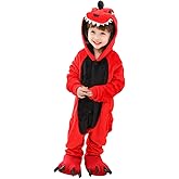 Fanhong Kids Dinosaur Onesie Pajamas Halloween Costume Child Christmas Cosplay Pyjama Plush Fleece Sleepwear