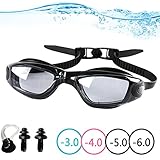 YINGNEW No Leaking Prescription Swimming Goggles - Unisex Triathlon Swim Glasses with Free Nose Clip & Earplugs,Swim Goggles with 100% UV Protection,Anti Fog Technology Ultra Comfort