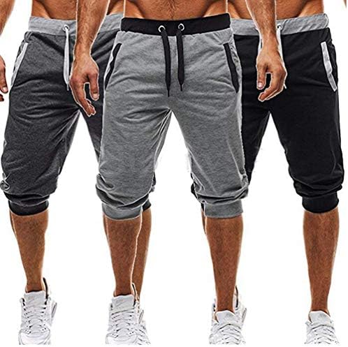 Jamlybo Men's Short Athletic Drawstring Pants Elastic Joggers Harem Sports Casual Trousers