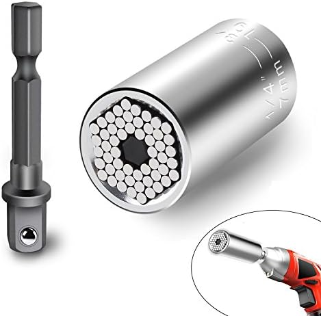 Universal Socket,Regatic Multi-function 7mm-19mm Universal Sockets Metric Wrench Power Drill Adapter Socket Professional Repair Toolset for Drill Cordless Ratchet Metric Wrench Set