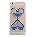 IKASEFU Cute Novelty Heart Shape Flowing Sand Slim Fit Clear Gel Transparent Liquid Water Tpu Bumper Case Cover for iPhone 6 Plus 5.5