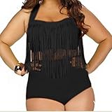 Mysuntown Womens Plus Size Retro High Waist Two Piece Bikini Swimwear