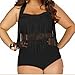 Mysuntown Women's Plus Size Retro High Waist Padded Bikini Braided Fringe Top Swimwear (2X-Large,Black)