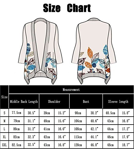 PopStore Women's Floral Print Sheer Kimono Cardigan Capes Chiffon 3/4 Sleeve Patchwork Casual Cover up Blouse Tops - Thumbnail 6