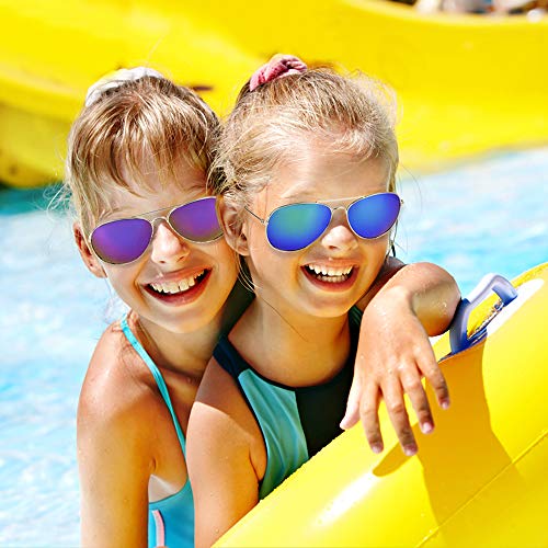 ArtCreativity Rainbow Lens Aviator Sunglasses, Set of 4, Bright