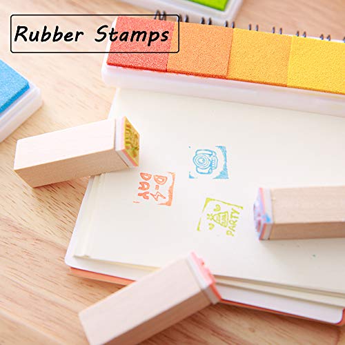 Aphlos Craft Ink Pad Stamps DIY Color, 36 Colors Rainbow Finger Ink Pad for Kids Finger-Print Drawing, Small Rubber Stamp - Thumbnail 4