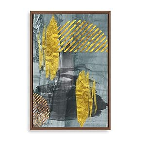 Framed Canvas Home Artwork Decoration Golden Abstract Art Canvas Wall Art for Living Room, Bedroom - 16x24 inches