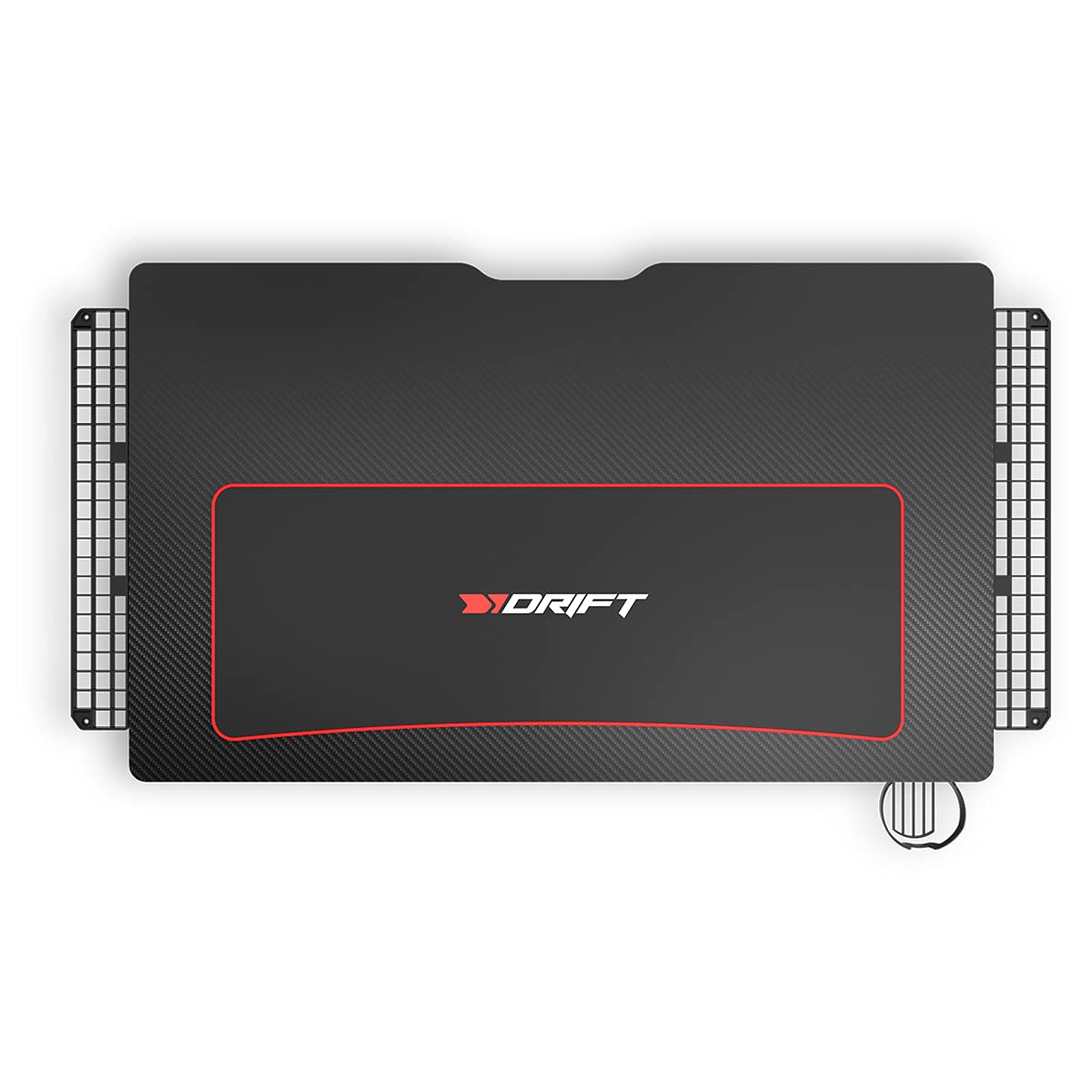 DRIFT GAMING -DRDZ75- Gaming-Tisch mit Kohlefaserplatte, bedeckt mit Einer Matte in voller Größe, Halterung für Tassen und Kopfhörer, verstellbare Beine, schwarz 5