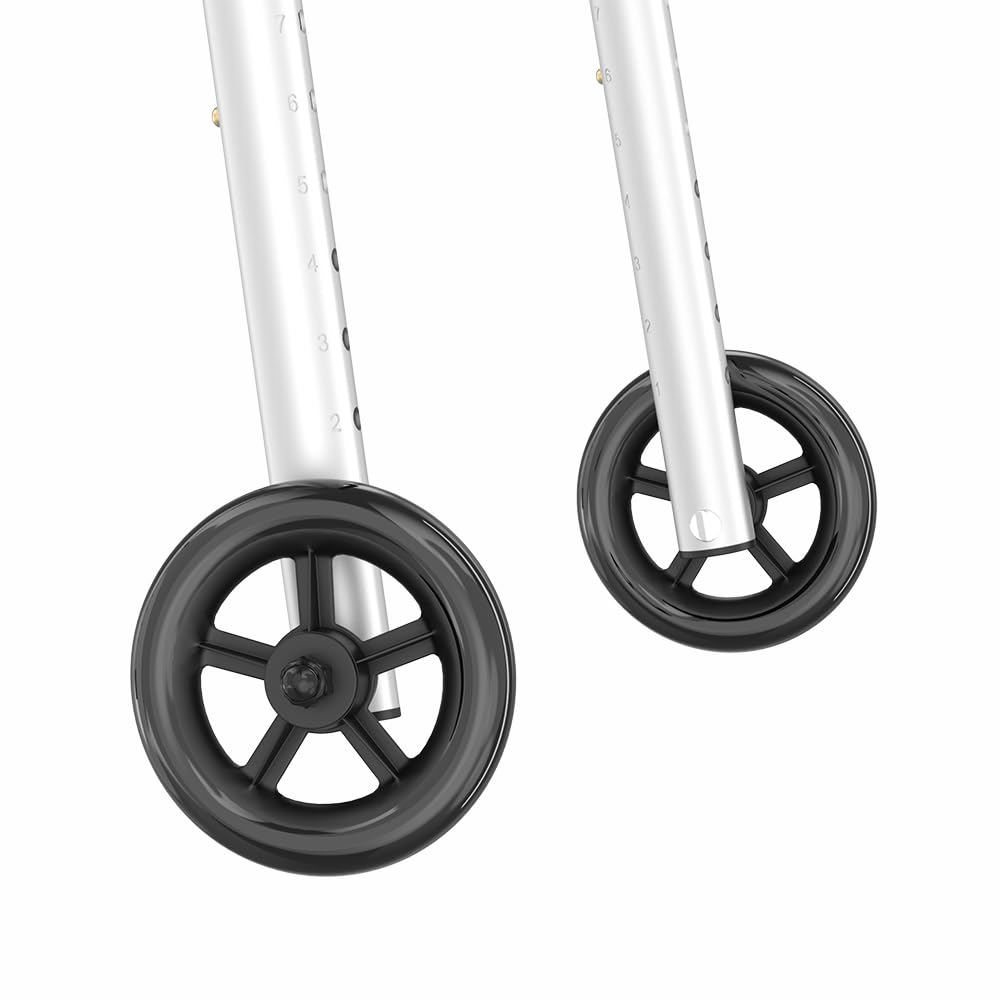 Delog Narrow Folding Walker for Seniors, 3 in 1 Folding Walker with 5” Front Wheels Width Adjustable Compact Standard Walker Support Up to 350lbs